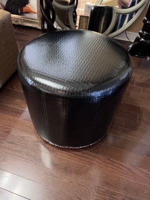 Black Faux Leather Ottoman