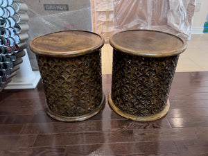 Pair of Wood Carved Tables/Stools