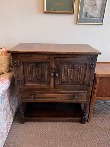 Antique Small Oak Wood Cabinet