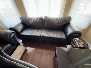 Pair of Black Leather Sofas Imported from South Africa