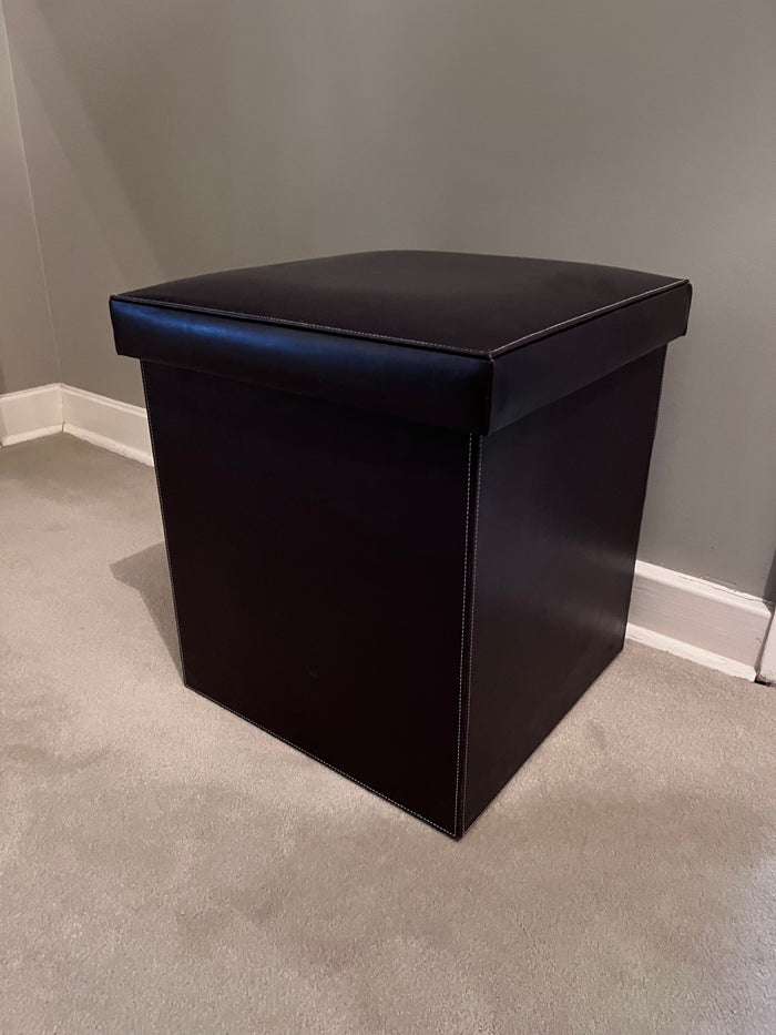 Abbott Faux Brown Leather Storage Ottoman