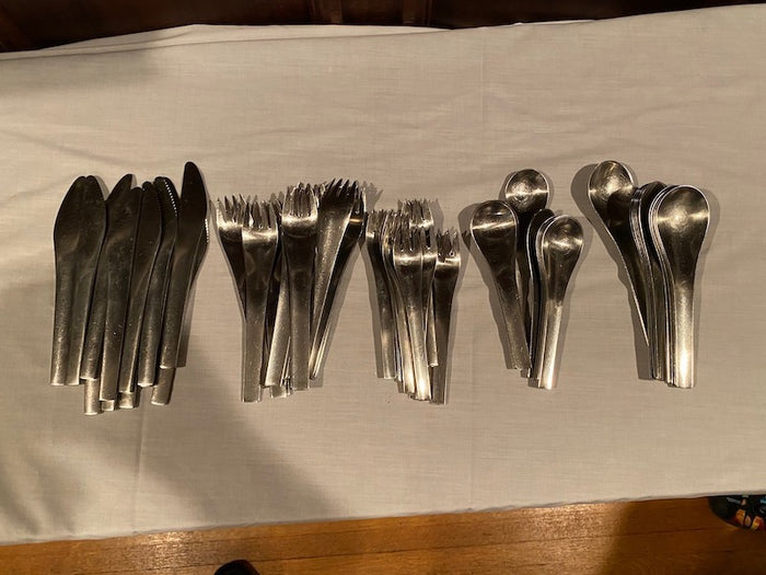 Georg Jensen 'Blue Shark' Stainless Flatware Set, Made in Denmark Service for 12 (70 Pieces)