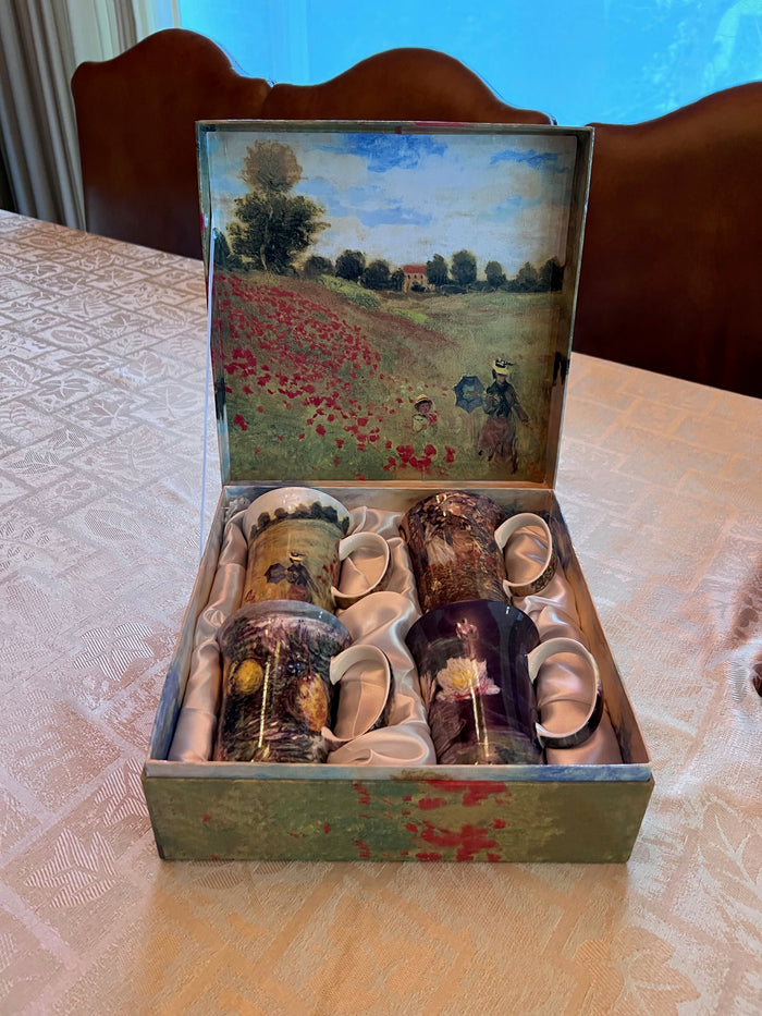 McIntosh Mugs Set of 4, Monet Classics, Fine Bone China (*NEW IN BOX)