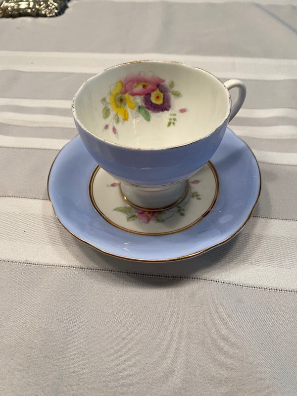 Royal Standard Blue Floral Cup & Saucer