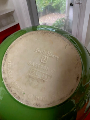 VINTAGE EMILE HENRY FRANCE GREEN POTTERY BOWL