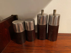 Vintage Teak & Stainless Steel Salt & Pepper Lot