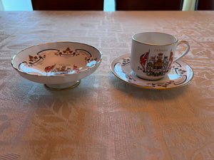 Aynsley Centennial of Canadian Confederation 1967 Teacup, Saucer, Footed Dish