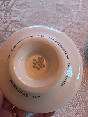 Aynsley Centennial of Canadian Confederation 1967 Teacup, Saucer, Footed Dish