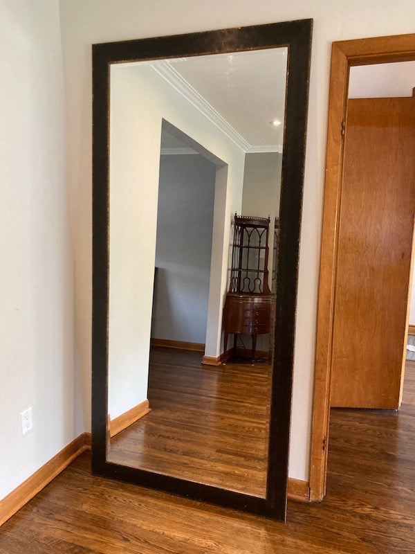2 Black & Gold Large Floor Mirrors