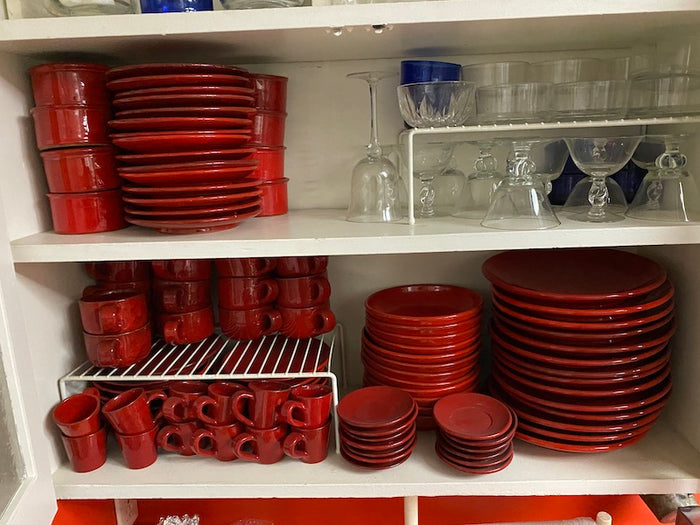 Red Pottery Dinnerware Set, Made in France