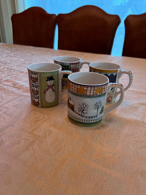4 Royal Doulton Christmas Coffee Mugs
