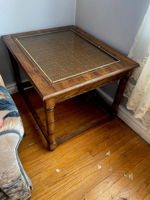 Pair of Wood & Glass End Tables
