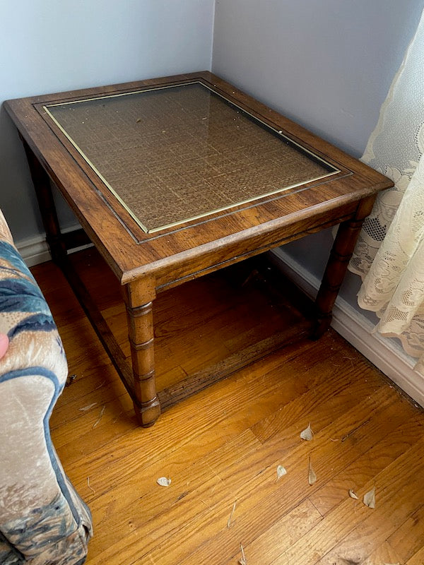 Pair of Wood & Glass End Tables
