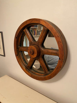 Antique Wagon Wheel Mirror