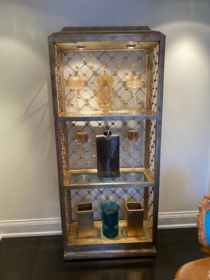 Modern Illuminated Brushed Gold and Silver Etagere