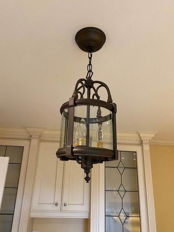 Brown Metal 3 Light, Ceiling Light Fixture (*2 Available For Sale)