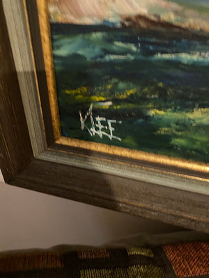 "Sailboat in Rough Waters"- Framed & Signed Painting