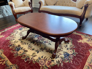 Solid Wood Coffee Table with Clawed Feet