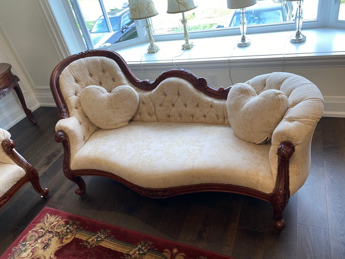 Victorian Style Settee, Wood Carved Frame