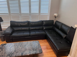Black Leather Sectional Sofa, from Leon's