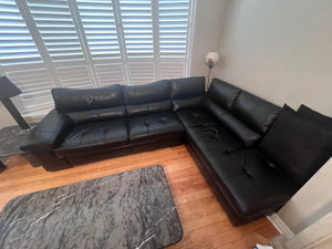Black Leather Sectional Sofa, from Leon's