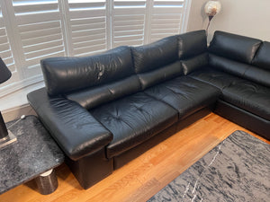 Black Leather Sectional Sofa, from Leon's