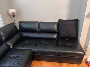 Black Leather Sectional Sofa, from Leon's