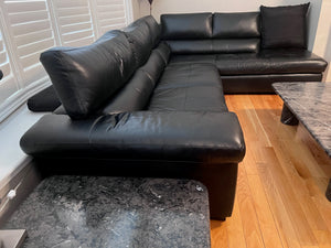 Black Leather Sectional Sofa, from Leon's