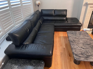 Black Leather Sectional Sofa, from Leon's