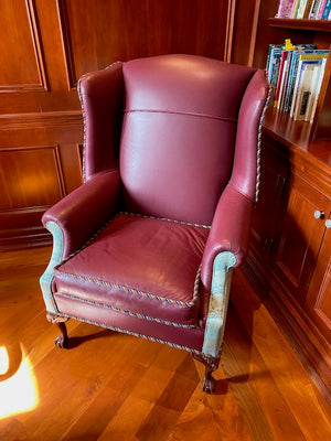 "The Upholstery Centre" Leather Wingback Chair # 1