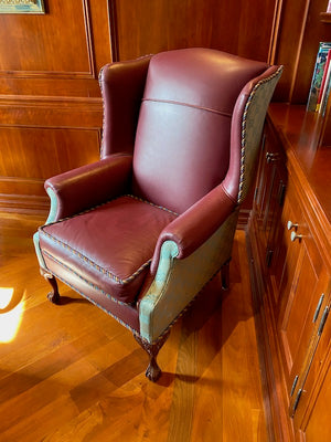"The Upholstery Centre" Leather Wingback Chair # 1