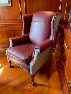 "The Upholstery Centre" Leather Wingback Chair # 1