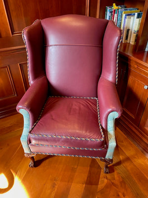 "The Upholstery Centre" Leather Wingback Chair # 1
