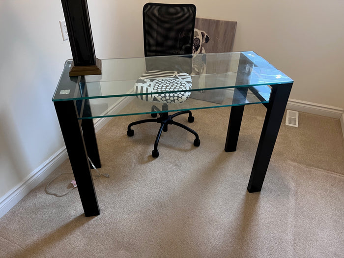 Small Glass 2-Tier Console Table/Desk