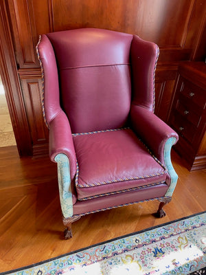 "The Upholstery Centre" Leather Wingback Chair # 2