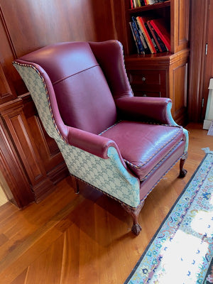 "The Upholstery Centre" Leather Wingback Chair # 2