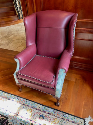 "The Upholstery Centre" Leather Wingback Chair # 2
