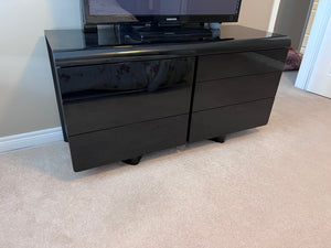 Vintage Black Lacquered 6 Drawer Dresser