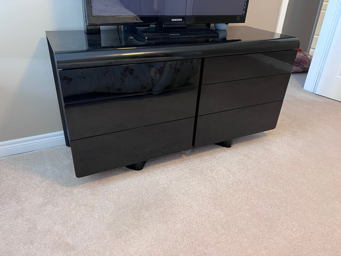 Vintage Black Lacquered 6 Drawer Dresser
