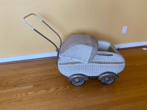 Rare VTG German Doll Wicker Pram/Stroller- Circa 1930s