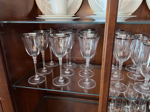 Set of 12 Wine Glasses with Silver Trim