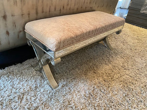 Upholstered Bench, Mirrored Trim