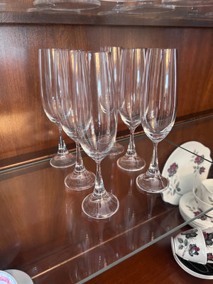 Set of 6 Rosenthal Studio-Line Crystal Champagne Flutes- 'Clairon Pattern'