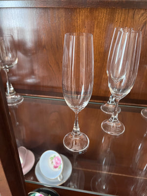 Set of 6 Rosenthal Studio-Line Crystal Champagne Flutes- 'Clairon Pattern'