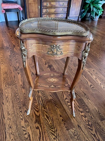Ornate Antique Kidney Shaped Accent Table
