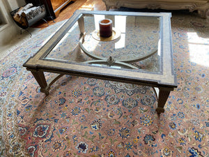 Large Coffee Table- Glass Insert, Wood Frame