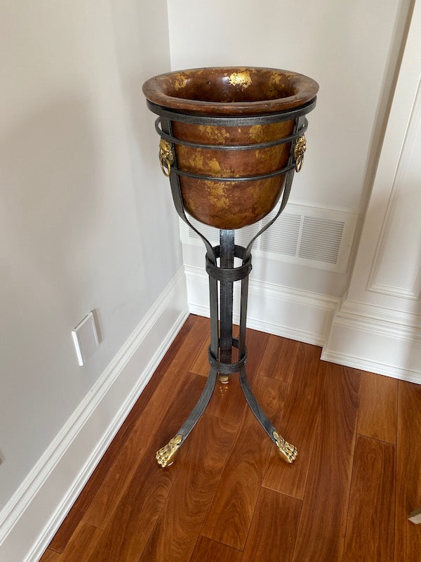 "Shaw-Pezzo" Ornate Planter on Stand with Clawed Feet & Lion Head Accents