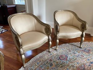 Pair of "Shaw-Pezzo" Gold Accent Chairs with clawed feet