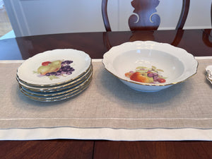 VINTAGE SCHUMANN BAVARIA ARZBERG Bowl + 6 Plates- Fruit Pattern