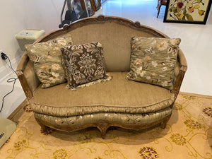 Wood Carved Frame, Upholstered Love Seat